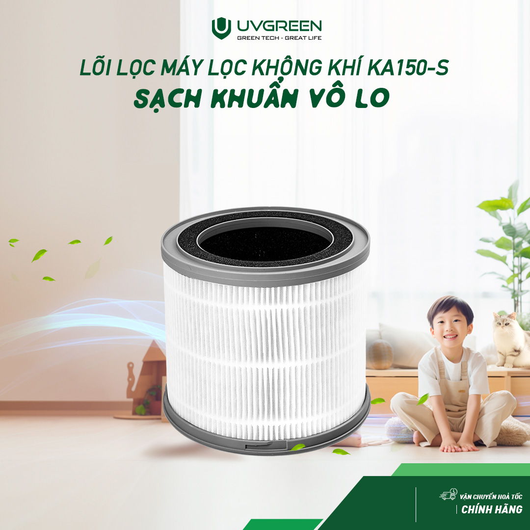 Màng Lọc (Lõi Lọc) HEPA H13 Diệt Khuẩn Cho Máy Lọc Không Khí UVGREEN KA150 FT - Bộ Lọc 3 Lớp, Lọc Sạch 99,97% Bụi Mịn