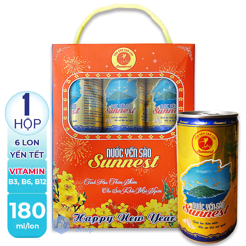 [ NƯỚC YẾN NGỌT THANH ] 01 Hộp (6 Lon x 180ml) Yến Sào Sunnest  (Date: 24 tháng)-[ 12.12 Hot Deals ]