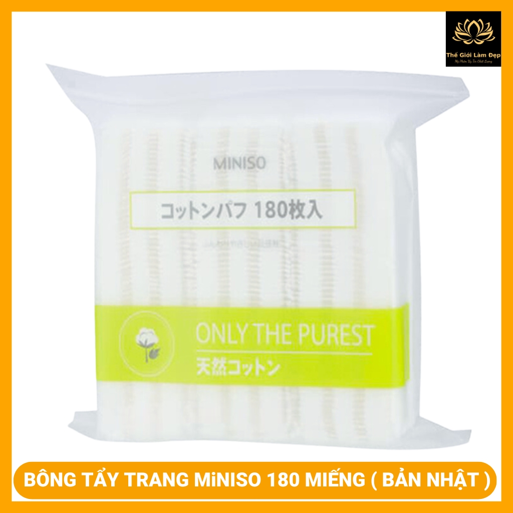 Bông khăn tẩy trang MINISO 3 lớp 100% cotton pads Nhật Bản 180 miếng không xơ mỏng dai mềm mịn thấm hút tốt dùng 1 lần rửa mặt sạch cho da dầu khô bông dụng cụ makeup trang điểm dưỡng đắp toner cho mặt mắt môi nạ lotion mask đa năng rẻ - THẾ GIỚI LÀM ĐẸP