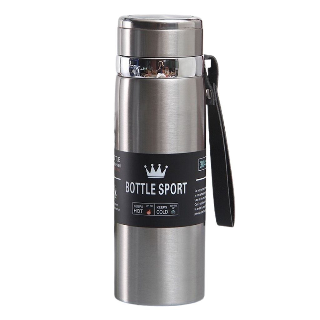 Bình nước giữ nhiệt, Bình giữ nhiệt 1 lít Inox cao cấp giữ nhiệt lên tới 12 tiếng có dây đeo và lõi lọc trà