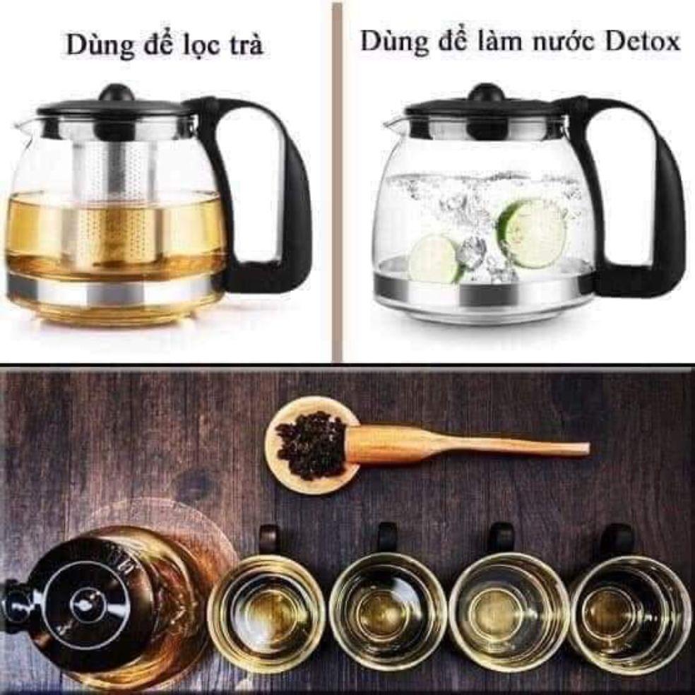 Bộ ấm pha trà thủy tinh có lưới lọc cao cấp