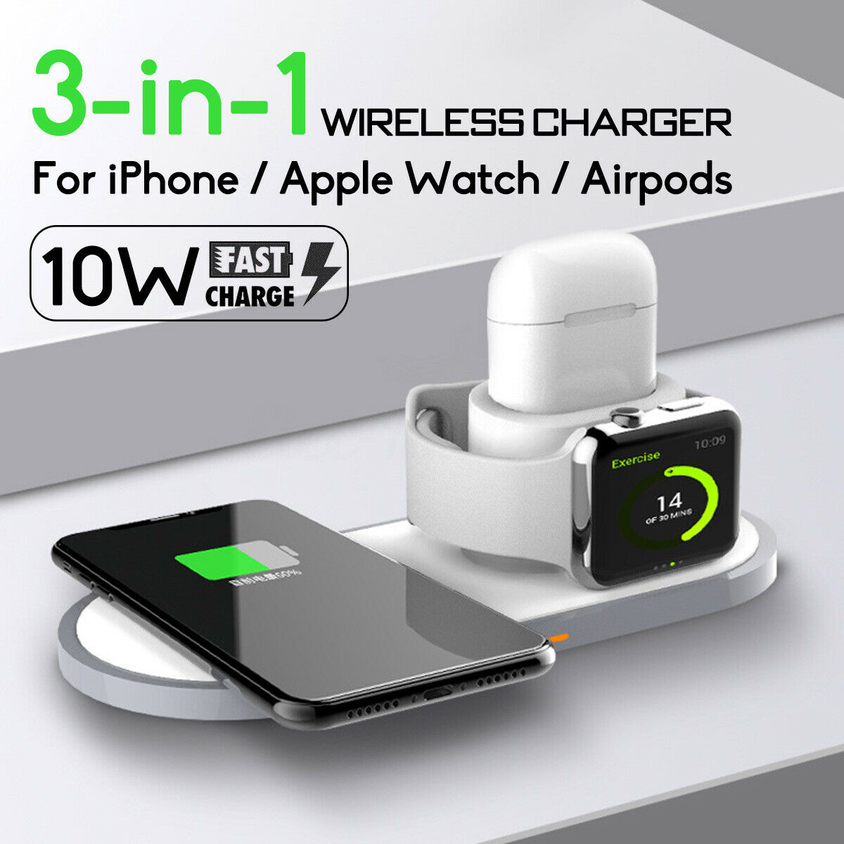 [HCM]Sạc Không Dây Nhanh Chóng Chức Năng 2 Trong 1 Đế Sạc Không Dây 2 in 1 BaseusSmart Tương Thích IPhone x/xs/XS tối đa/XR/8 plus/8….