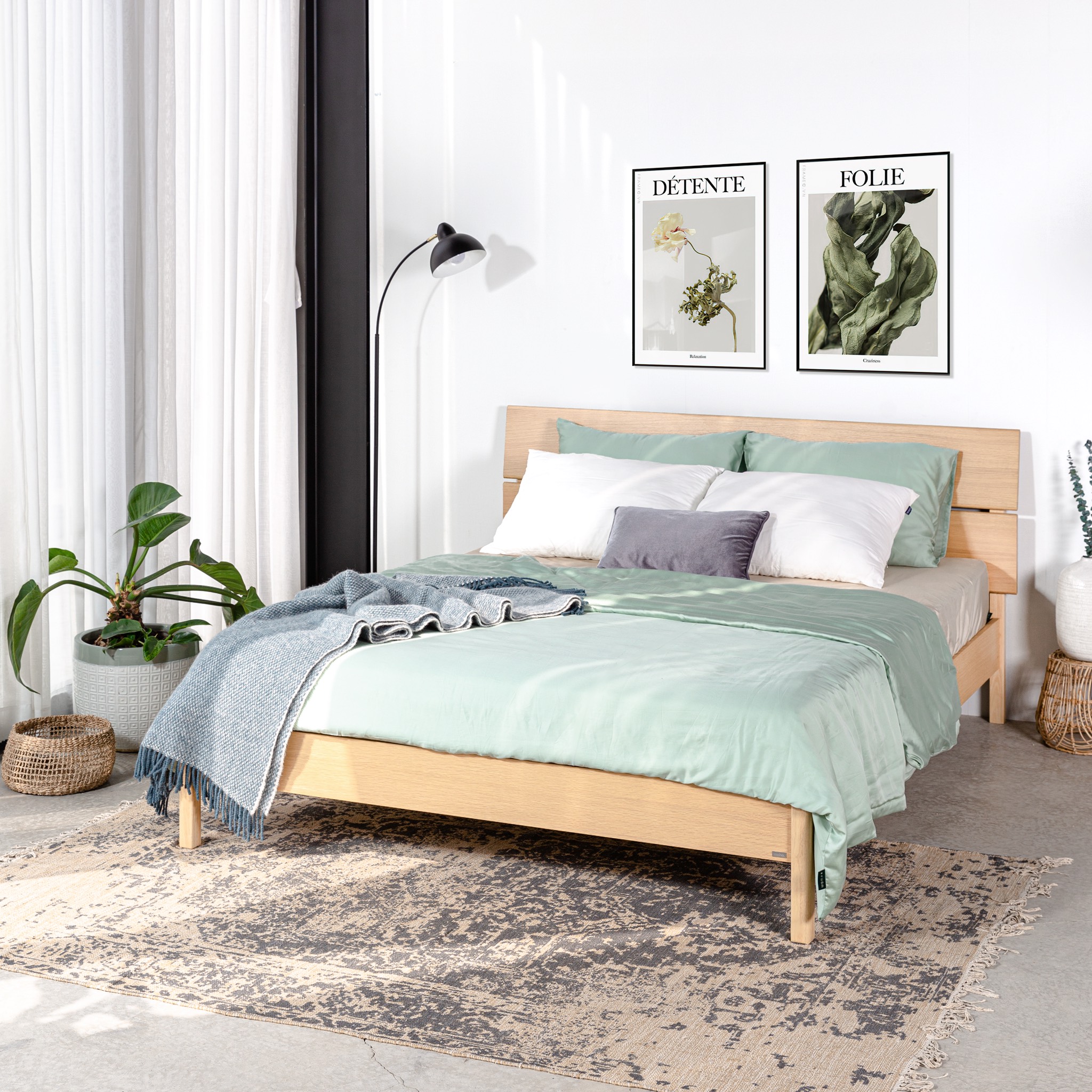 Giường ngủ gỗ moho vline 601 màu gỗ tự nhiên