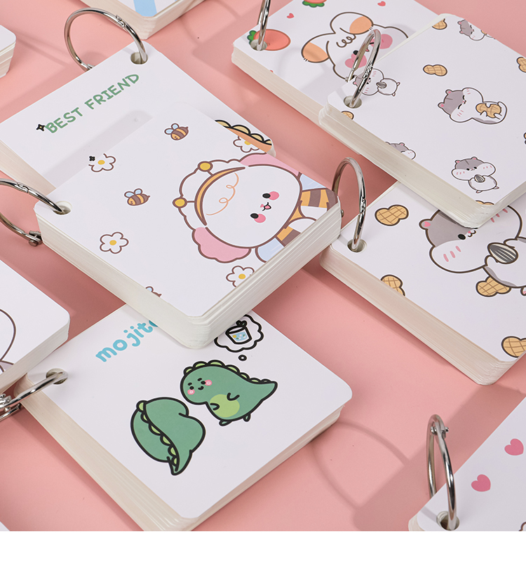 Flash card học từ vựng có móc treo 80 tờ - giấy học từ vựng nhiều mẫu cute