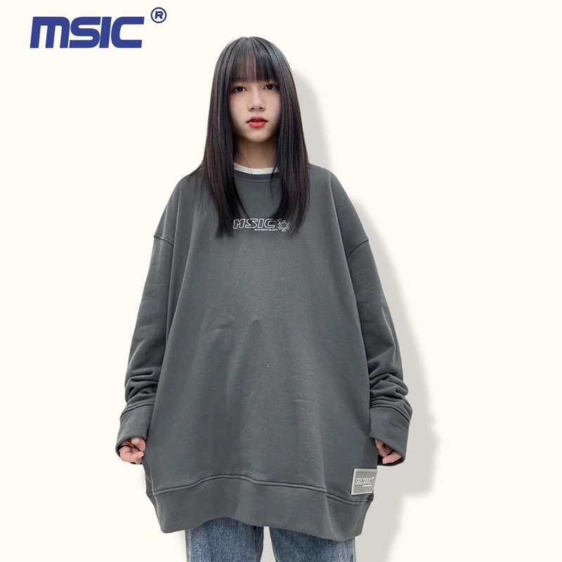 Áo sweater 2 cổ xám