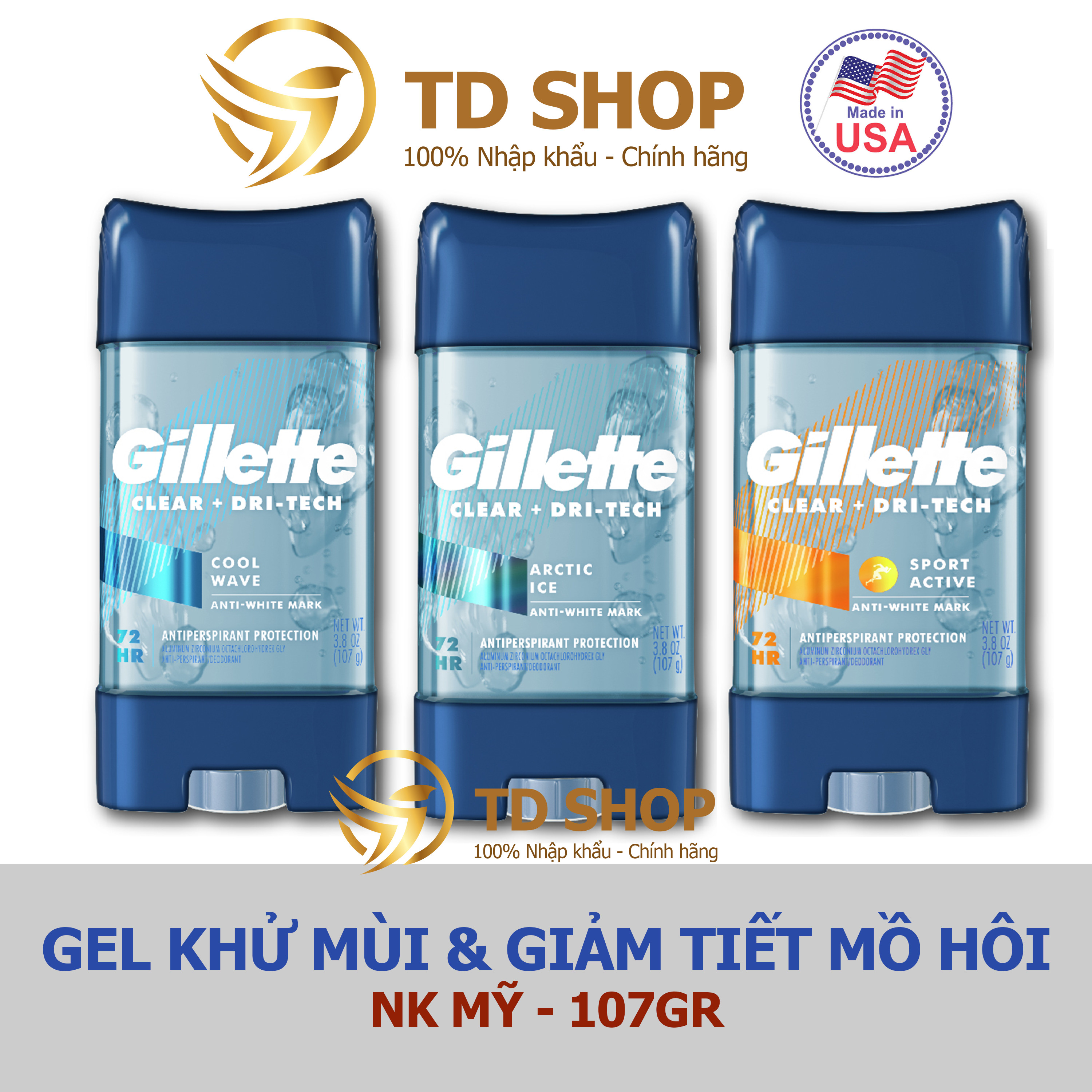 Lăn Khử Mùi Gillette Clear Gel 107g Coolwave I Artice ice I Sport triumph - TD Shop