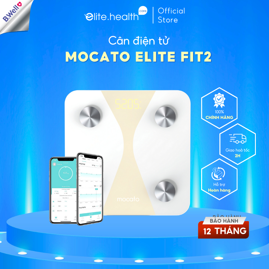 Cân sức khỏe điện tử Mocato Elite Fit2 đo 14 chỉ số cơ thể kết nối