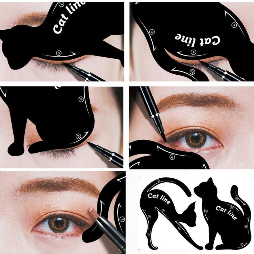 Bộ 2 khuôn vẽ mắt eyeliner và tô bầu mắt hình mèo cat line