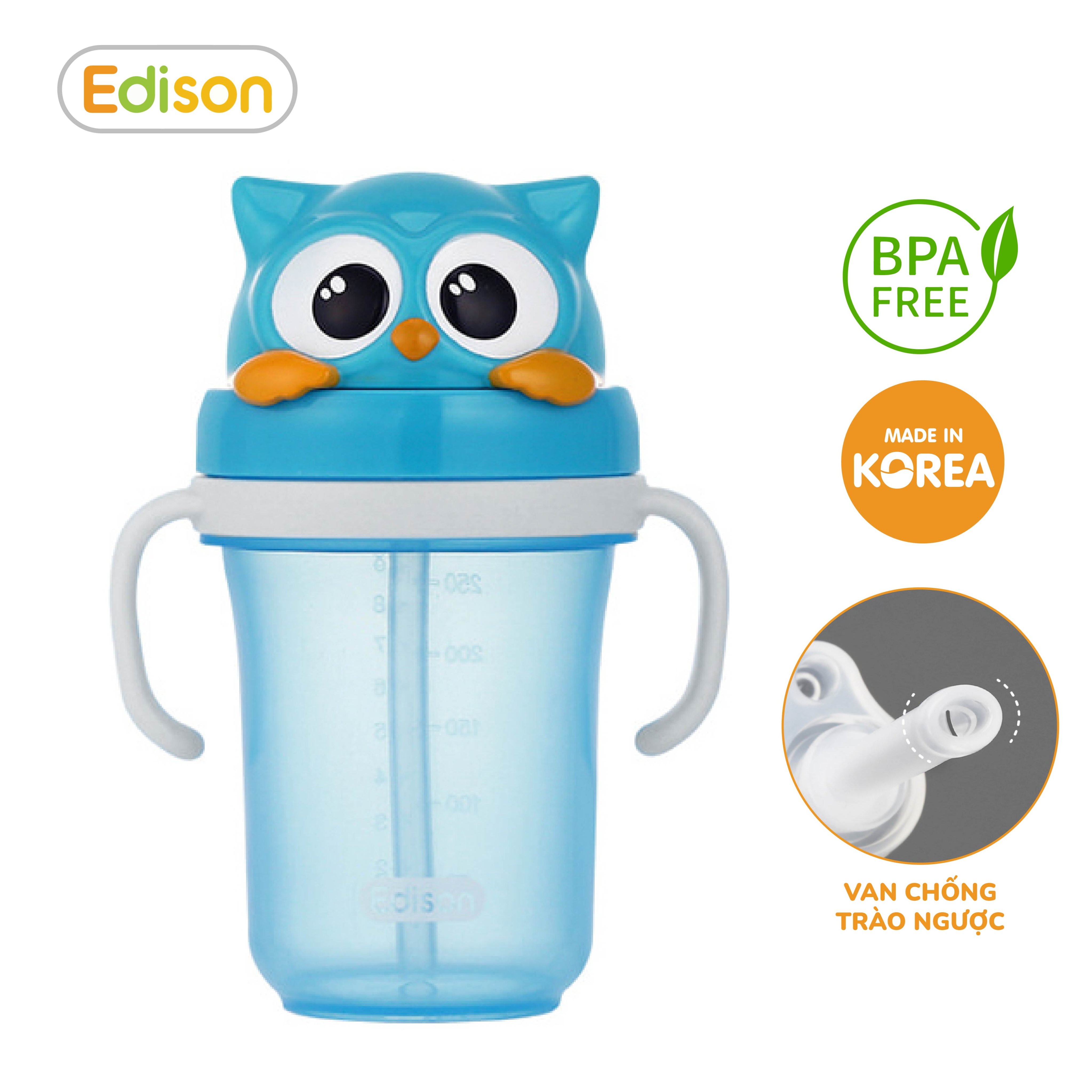 Bình tập hút cho bé chống sặc Hàn Quốc Edison - Bình tập uống cho bé nhập khẩu chính hãng Hàn Quốc mã 3314