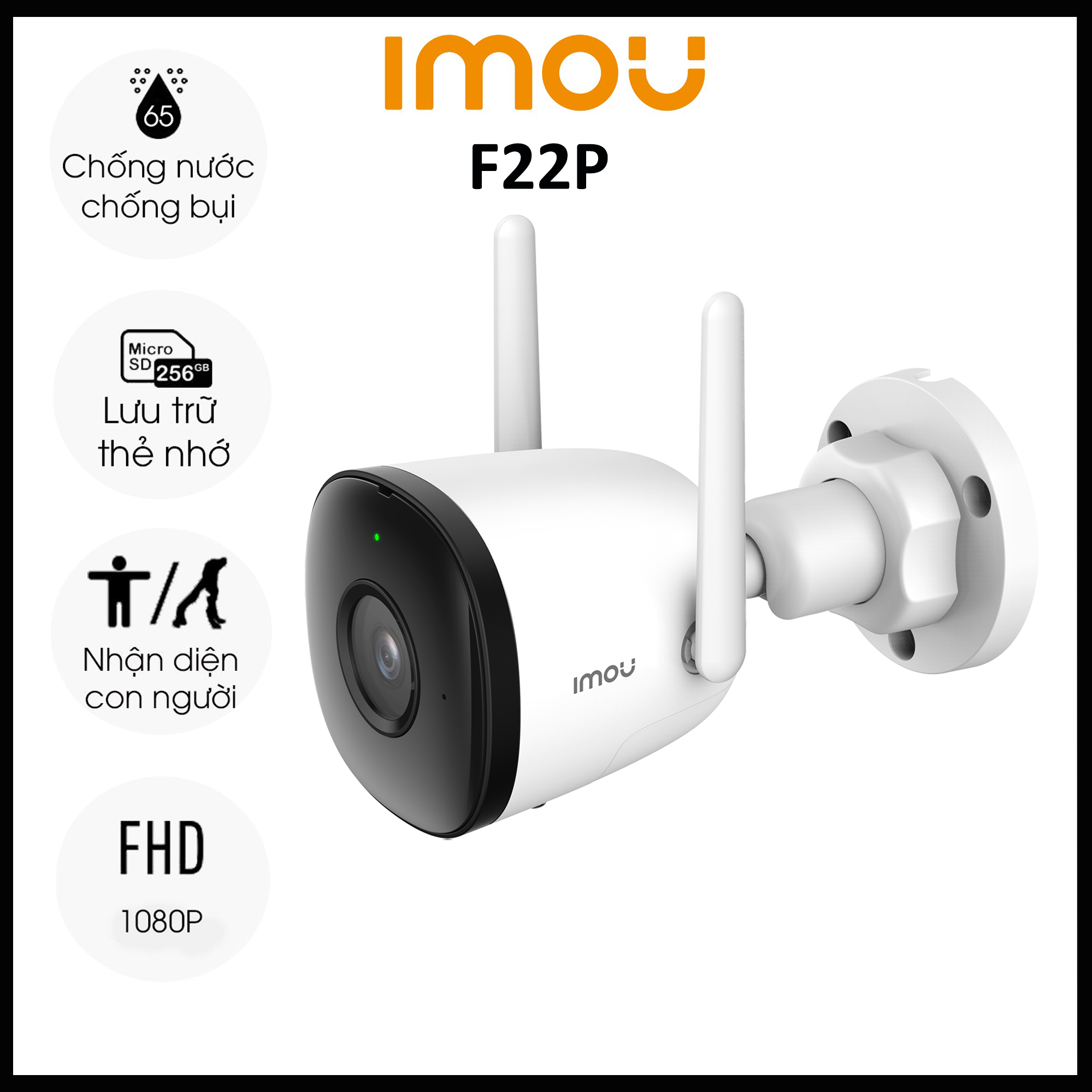 Camera IMOU F22P 2M 1080p - Thu Âm- Góc Nhìn Siêu Rộng - Wifi Ngoài Trời Chính Hãng BAO SỈ