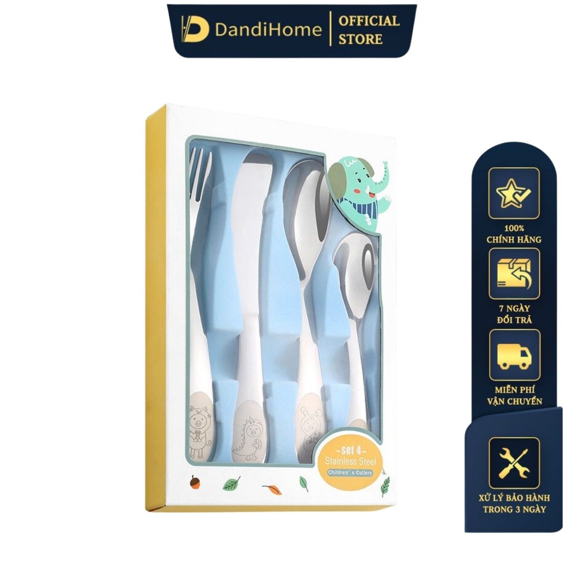 Bộ dao thìa nĩa tập ăn cho bé DandiHome inox 304 cao cấp - Có các lựa chọn