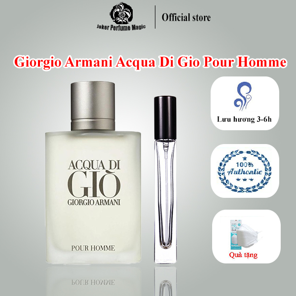 Nước Hoa Nam Acqua Di Gio Pour Homme EDT, nước hoa Auth chính hãng cao cấp - Nam tính, tươi mát, mẫu dùng 10-20ml