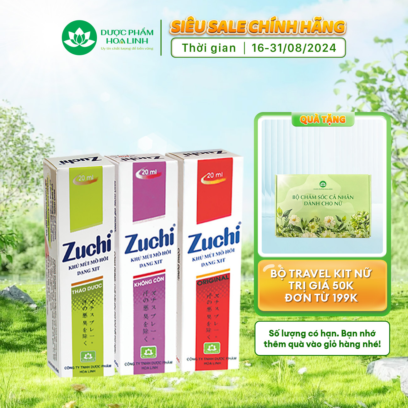 Xịt khử mùi mồ hôi Zuchi 20ml (Màu ngẫu nhiên)