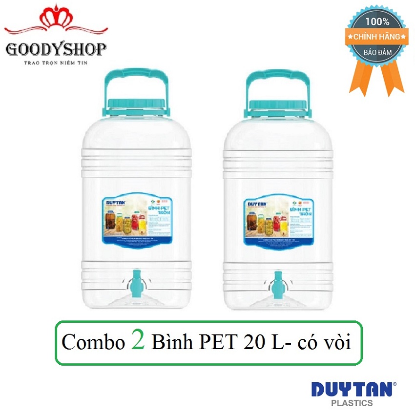 Combo 2 bình pet đựng nước tròn có vòi 15 lít duy tân no.626-goodyshop