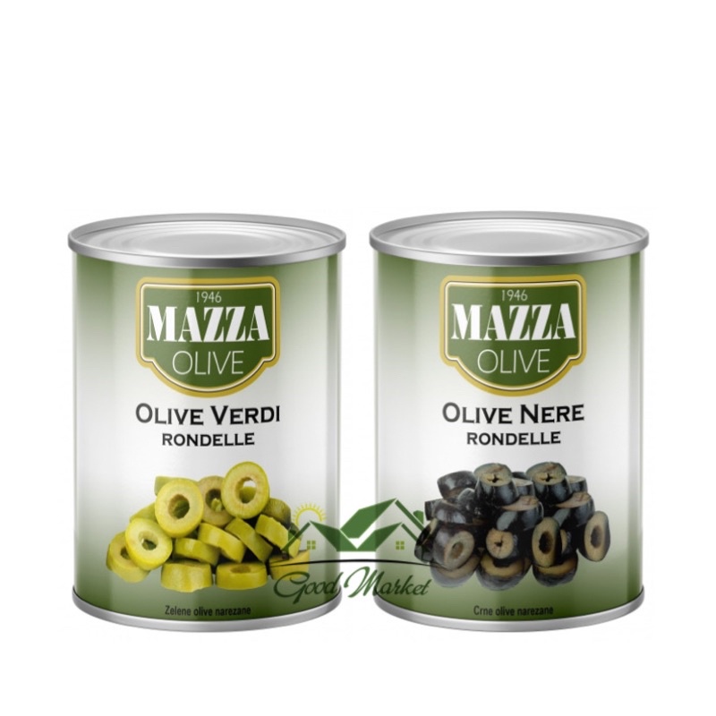 Olive xanh/đen cắt lát ngâm mazza ý 3kg