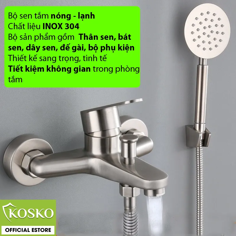 Bộ Vòi Sen Tắm Nóng Lạnh INOX SUS304 ĐÃ BAO GỒM TAY SEN VÀ CÁC PHỤ KIỆN ĐI KÈM (Bảo hành 2 năm, 1 đổi 1 trong vòng 15 ngày)