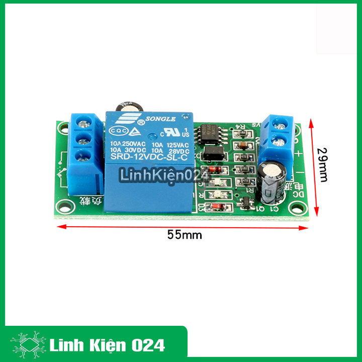 Module tạo trễ NE555 đóng cắt relay 12vdc thời gian 0-60s