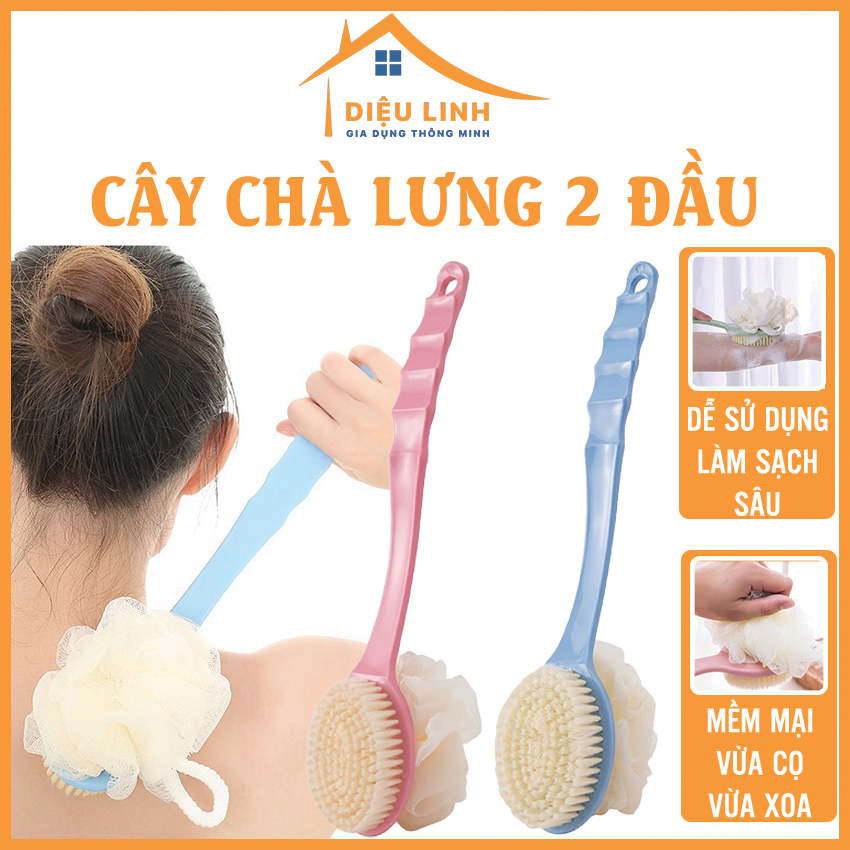 Cây Chà Lưng, Cọ Kì Lưng 2 Đầu Bông Vải Lưới và Lông Bàn Chải, Cây Cọ Tắm 2 Đầu, Cọ Chà Lưng Vệ Sinh Cơ Thể Mềm Mại Tramanhshop