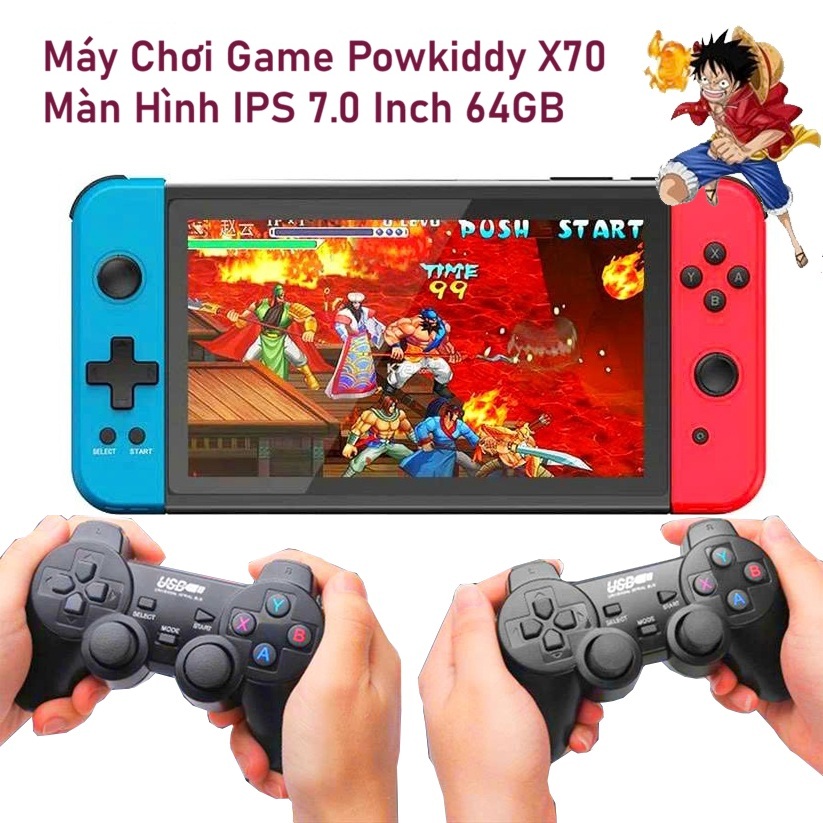 Máy Chơi Game Powkiddy X70 64GB MH IPS 7.0 Inch Cực Nét Chơi 10 Hệ Máy PS1 CPS NES GBA GBC SFC MD... Thoải mái tải game