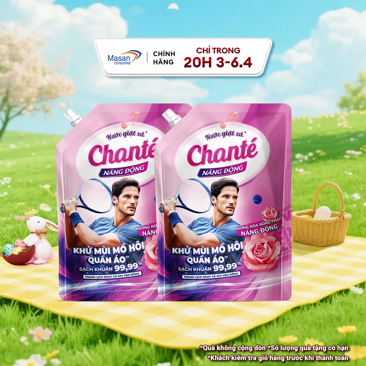 Combo 2 Nước giặt xả Chanté Active cao cấp 8 trong 1 túi x 3.2kg