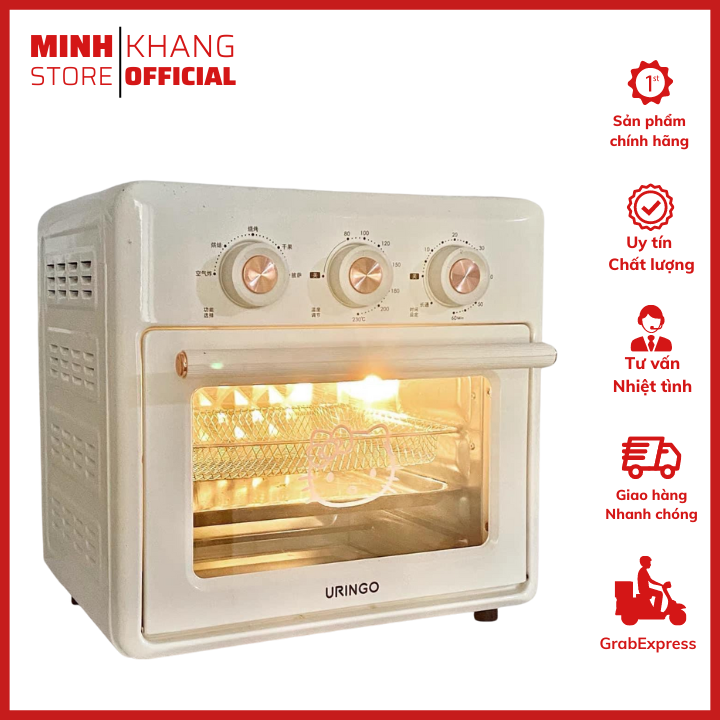 Nồi chiên không dầu kiêm lò nướng đối lưu đa năng uringo kk01 1200w chính hãng - bảo hành 12 tháng - minh khang store