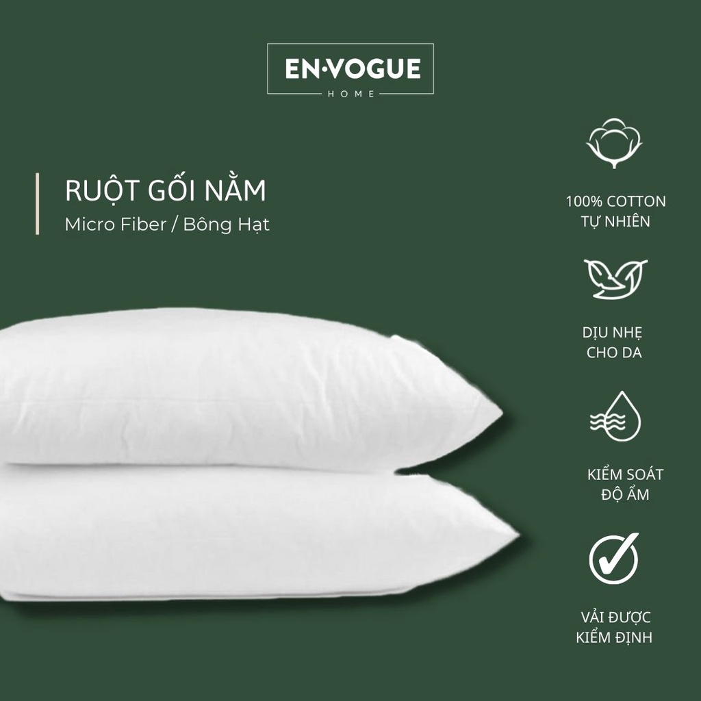 Ruột gối nằm envogue home 50x70 cm - bông hạt/ micro fiber