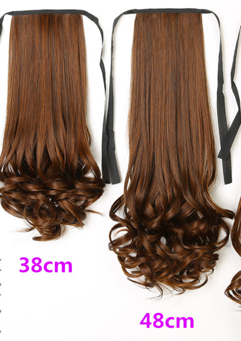 Tóc giả đuôi ngựa xoăn - tóc giả buộc đuôi ngựa uốn xoăn cực trẻ trung - đủ 4 màu - dài 48cm