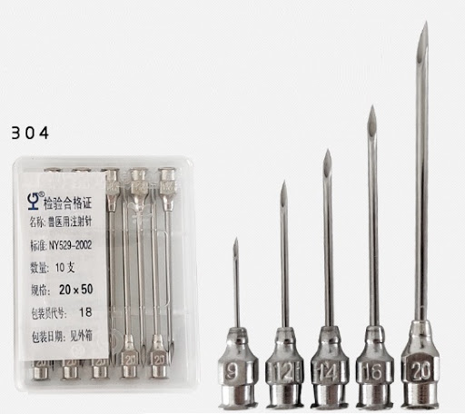 1 vỉ 10 mũi kim tiêm gia súc, gia cầm, chó mèo: 16x20
