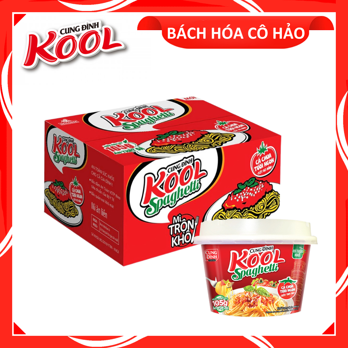 THÙNG 12 TÔ MÌ TRỘN SPAGHETTI XỐT CÀ CHUA BÒ BẰM CUNG ĐÌNH KOOL