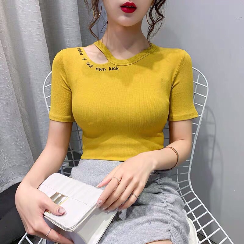 Áo thun lụa khoét cổ, áo thun tay cọc ôm body tl02