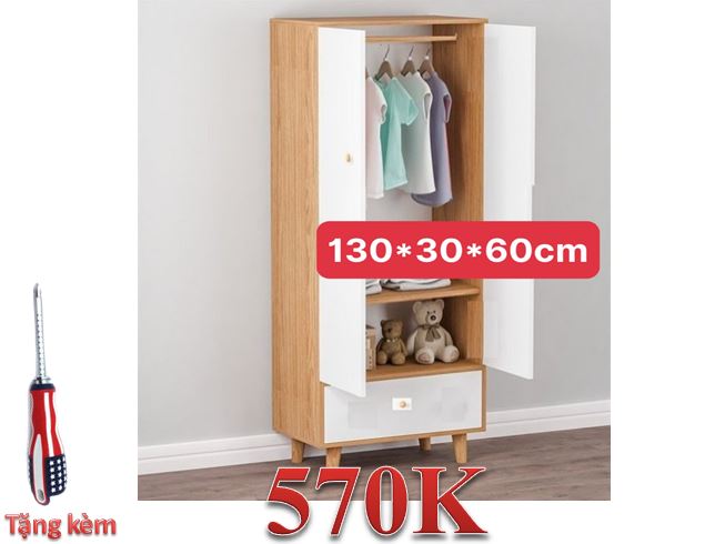 Tủ gỗ 2 cánh lớn 1 ngăn mở