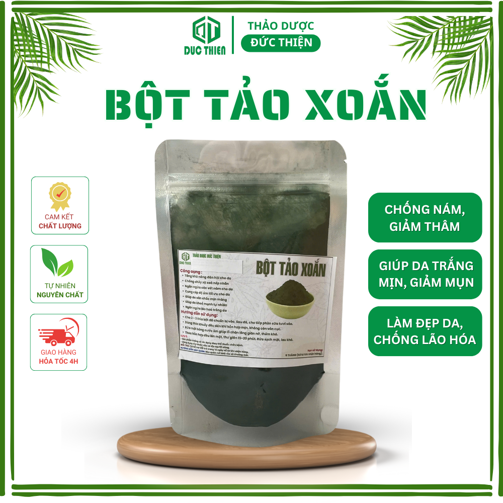 200g Mặt Nạ Bột Tảo Xoắn Organic Cao Cấp - Bột Tảo Xoắn Nhật Nguyên Chất Làm Đẹp Da, Chuyên Spa
