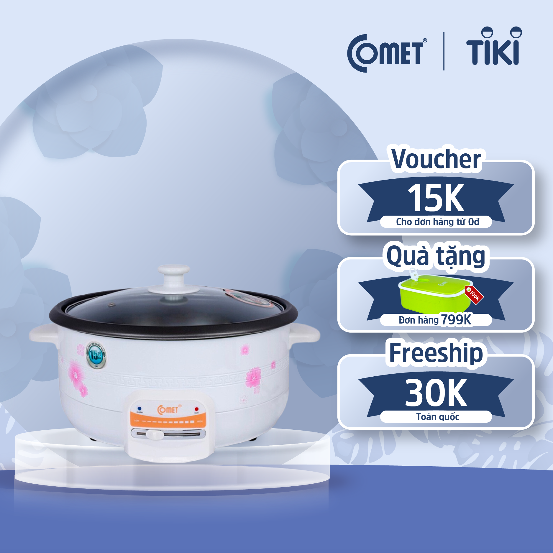 Nồi lẩu điện đa năng COMET - CM7731 - Dung tích 3.5L - Công suất 1300W - Bảo hành 12 tháng - Hàng chính hãng