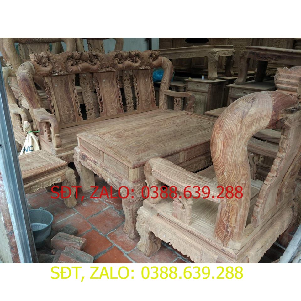 Bộ Bàn Ghế Gỗ Hương Đá Cột 18 Cưc Hiếm Mẫu Phượng Hồng B529