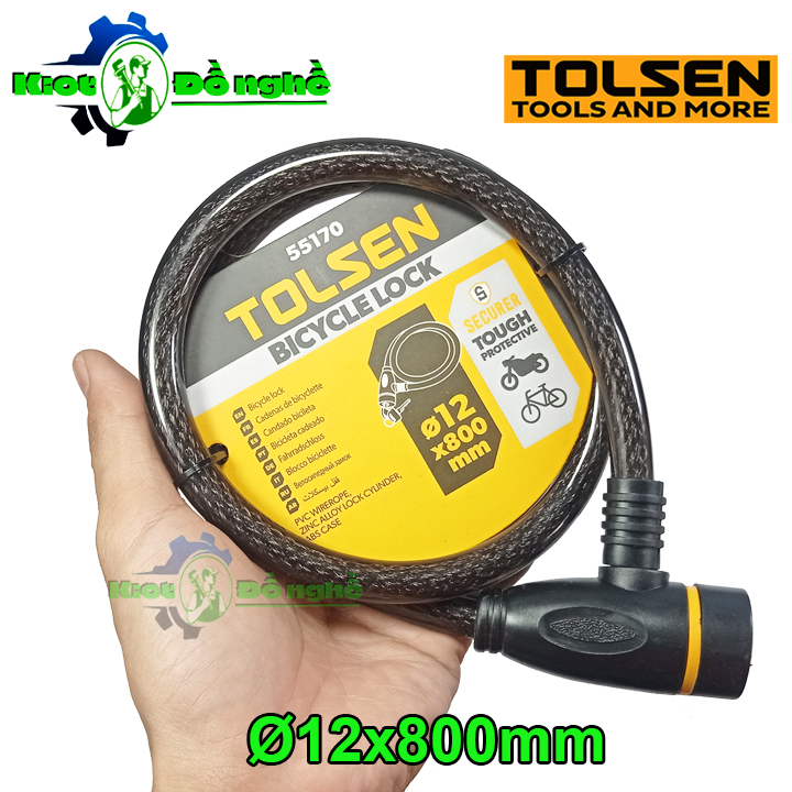 Khóa dây cáp chống trộm tolsen 55170 - khóa xe đạp, khóa xe máy bằng dây cáp