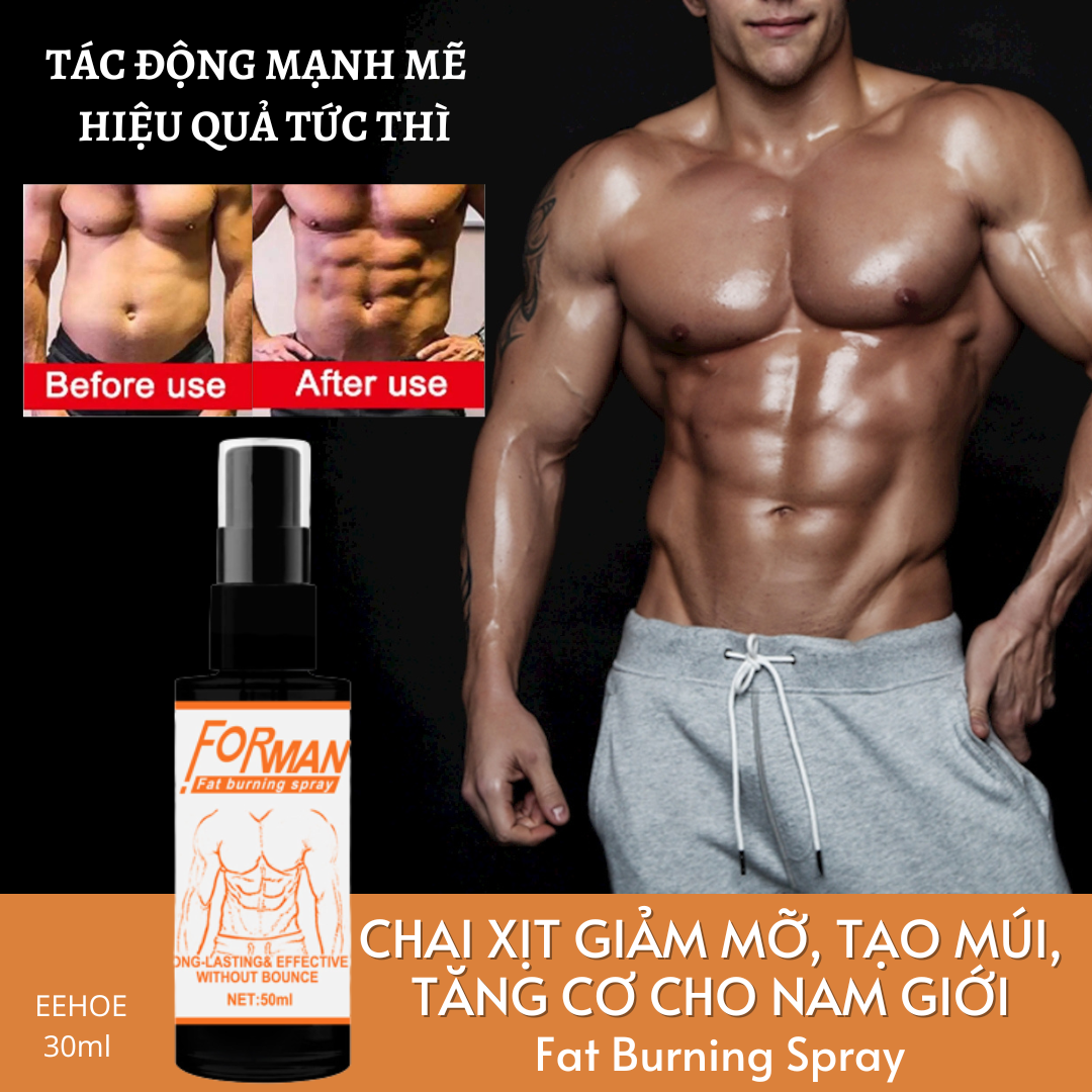 Chai xịt giảm mỡ bụng, tạo múi, tăng cơ tạo cơ bụng 6 múi săn chắc khỏe mạnh Đổ Mồ Hôi Tan Mỡ sinh nhiệt Nam Fat Burning Spray 30ml EEHOE cực hiệu quả khi tập Gym và Thể thao