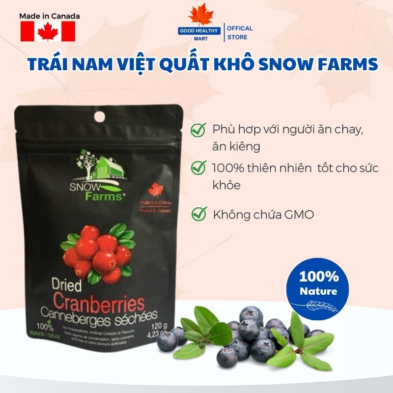 Snow Farms Dried Cranberries Import Canada 120g