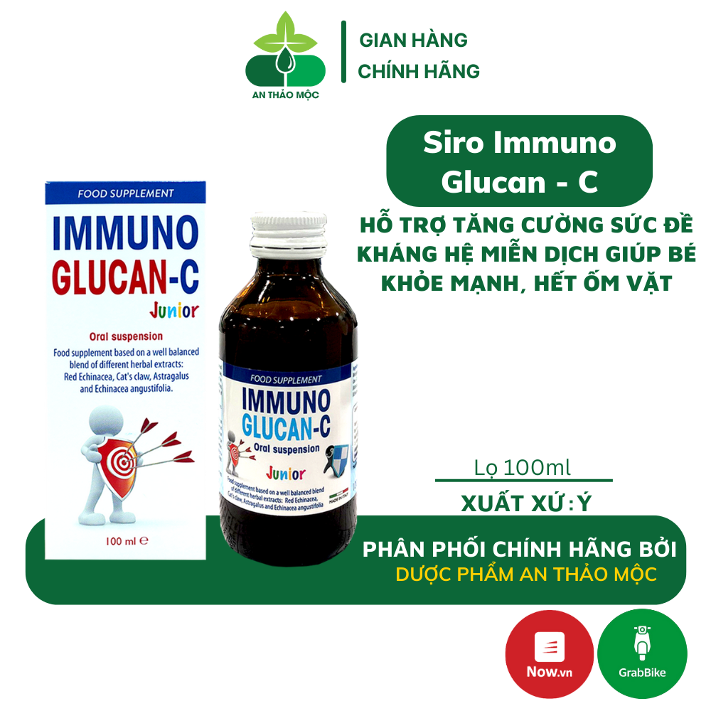 Siro immuno glucan-c hỗ trợ tăng cường sức đề kháng,hệ miễn dịch giúp bé hết ốm vặt,khỏe mạnh 100ml