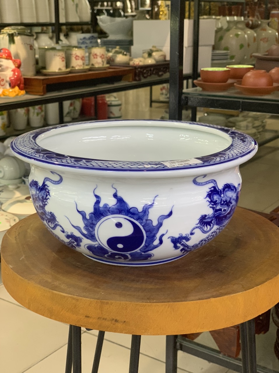 Bát hương thờ dáng quả lựu men lam - gốm bát tràng
