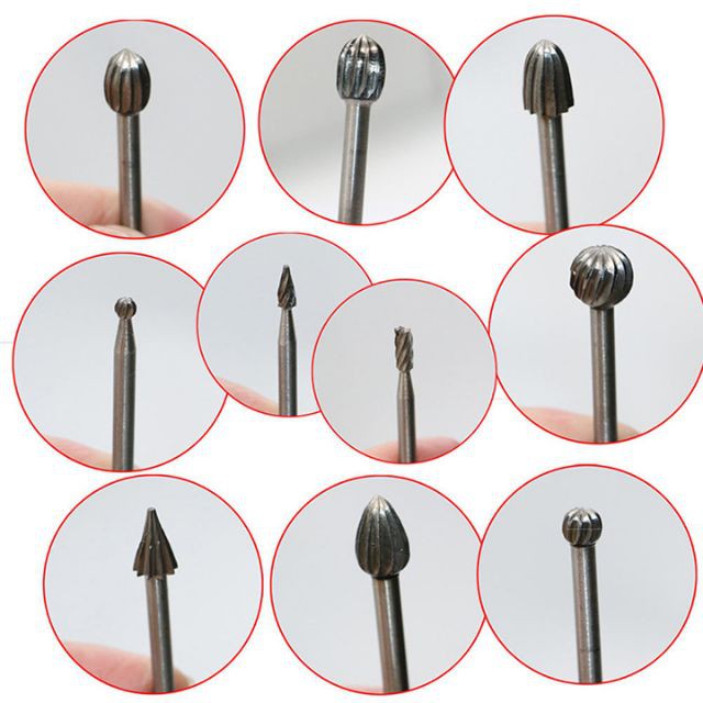 Bộ 10 mũi chạm khắc gỗ thép hss