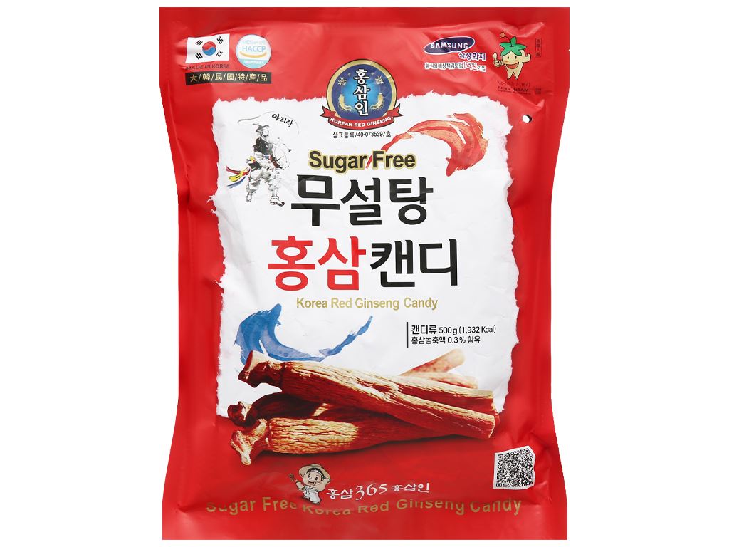 Kẹo Sâm Không Đường Đỏ 365 Hàn Quốc Gói 500gram