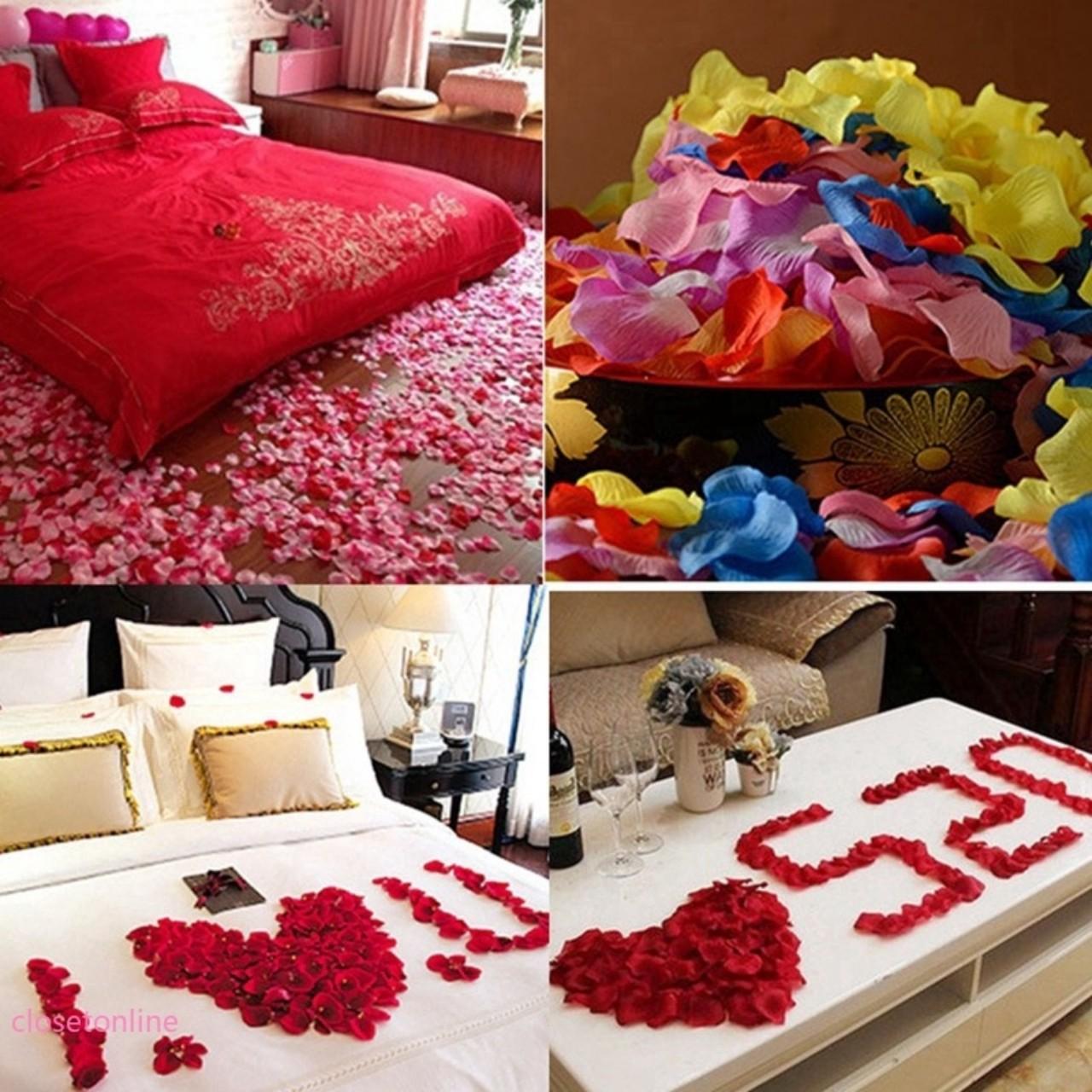 100 cánh hoa hồng lụa trang trí phòng tân hôn, trang trí lễ cưới, lễ kỉ niệm, tỏ tình lãng mạn