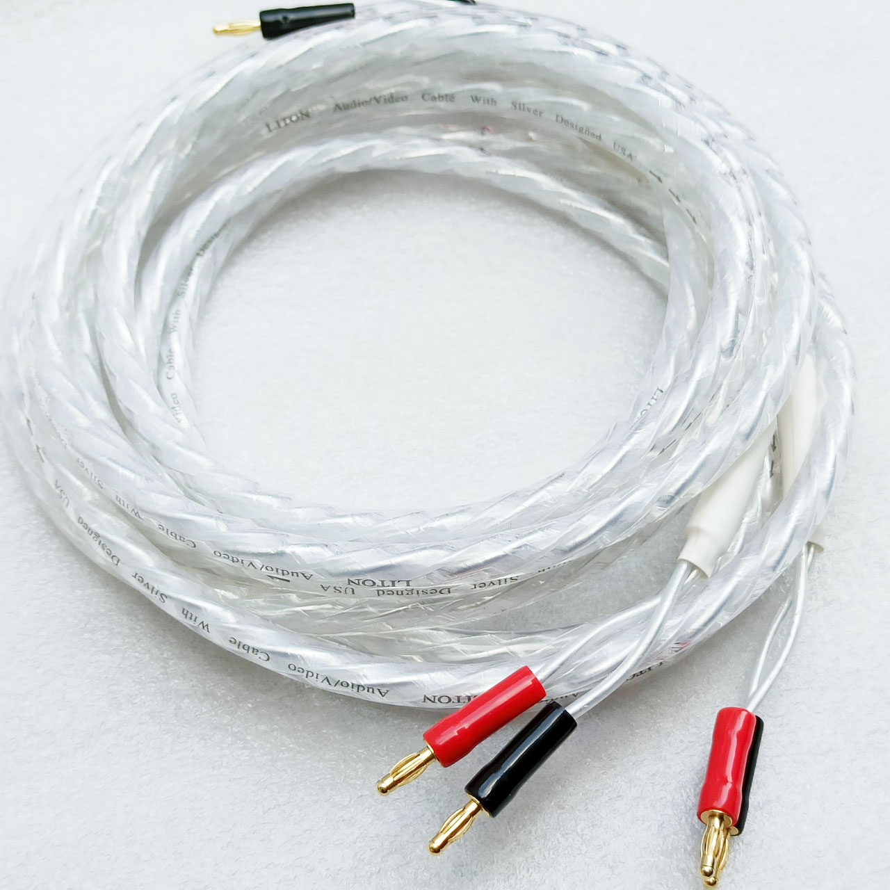 Cặp dây loa bãi Liton mạ bạc full Jack 2 vế 2,5M (càng cua bắp chuối) hoặc (mỏ chim bắp chuối) hoặc (8 đầu bắp chuối), dây loa bãi mỹ, dây loa mạ bạc, dây loa đôi cao cấp