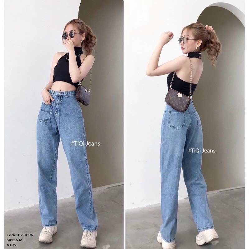 Quần baggy jeans nữ thời trang cao cấp -quần jeans nữ ống rộng dáng suông lưng cao-quần baggy jeans nữ chất bò mẫu mới trend 2021 QUYNH_STORE97 BG02