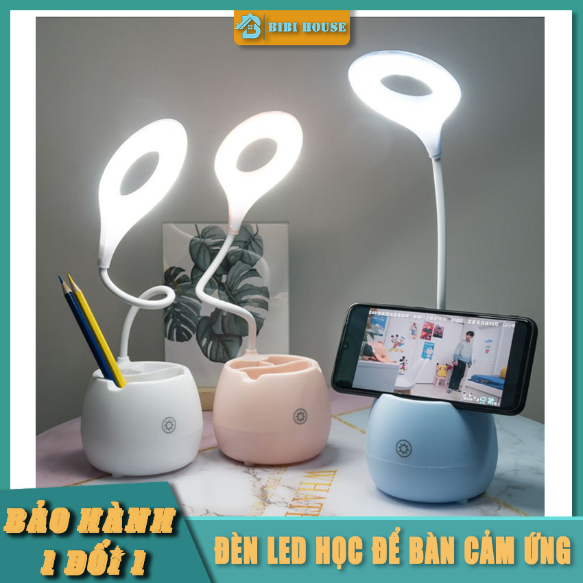 Đèn led học để bàn, chống cận, cảm ứng bibi house - đèn led cảm ứng ,có chỗ đựng bút, giá để điện thoại