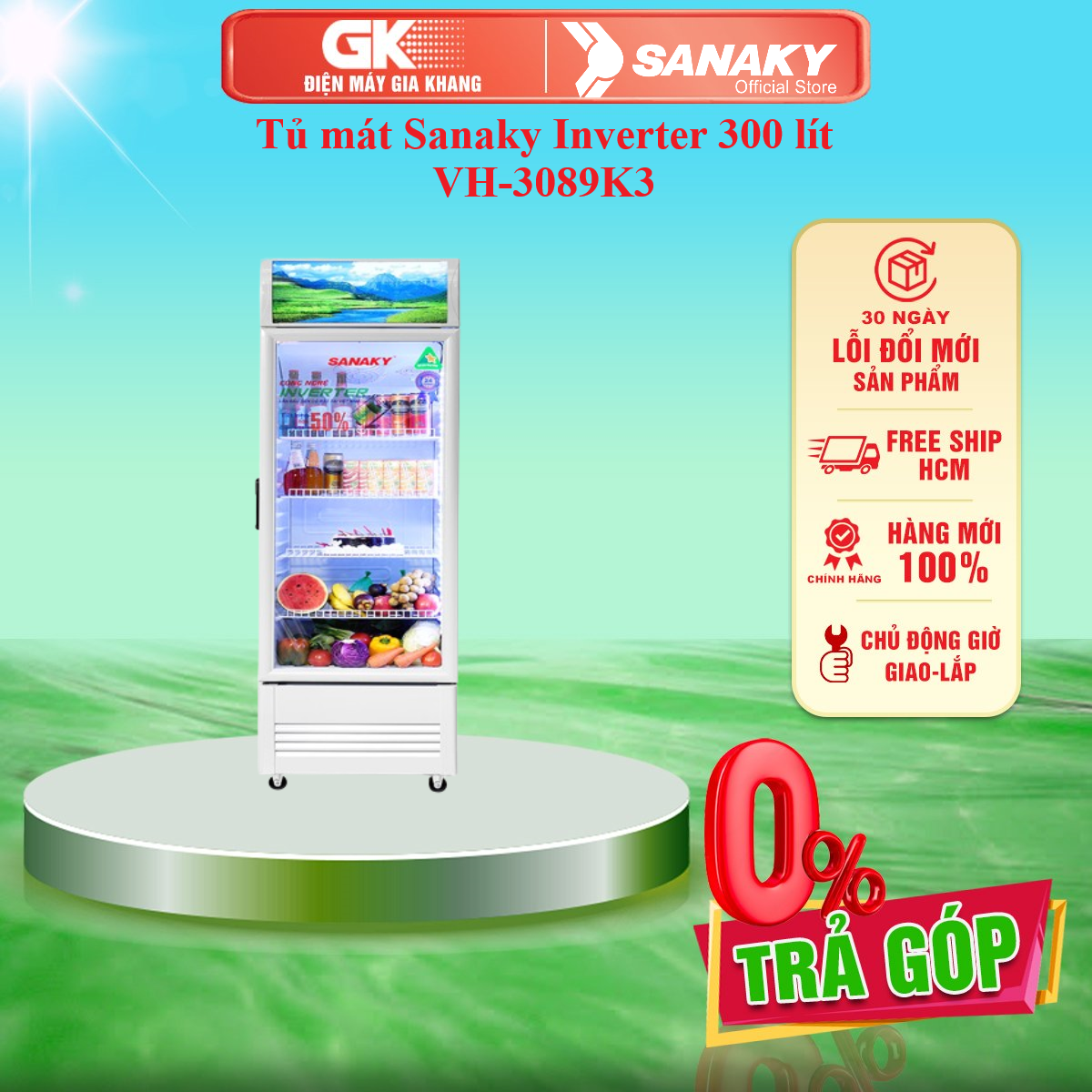 Tủ mát sanaky inverter 300 lít vh-3089k3 - giao toàn quốc - freeship hcm