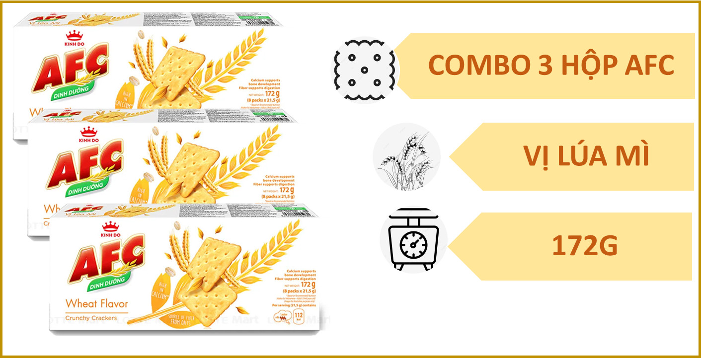 Combo 3 hộp afc vị lúa mì 172g