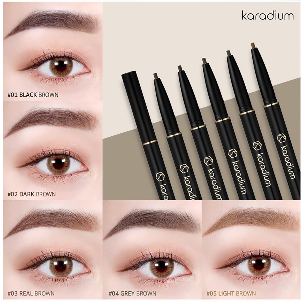 Chì kẻ mày Lâu Trôi Karadium Flat Eyebrow Pencil 2 Đầu