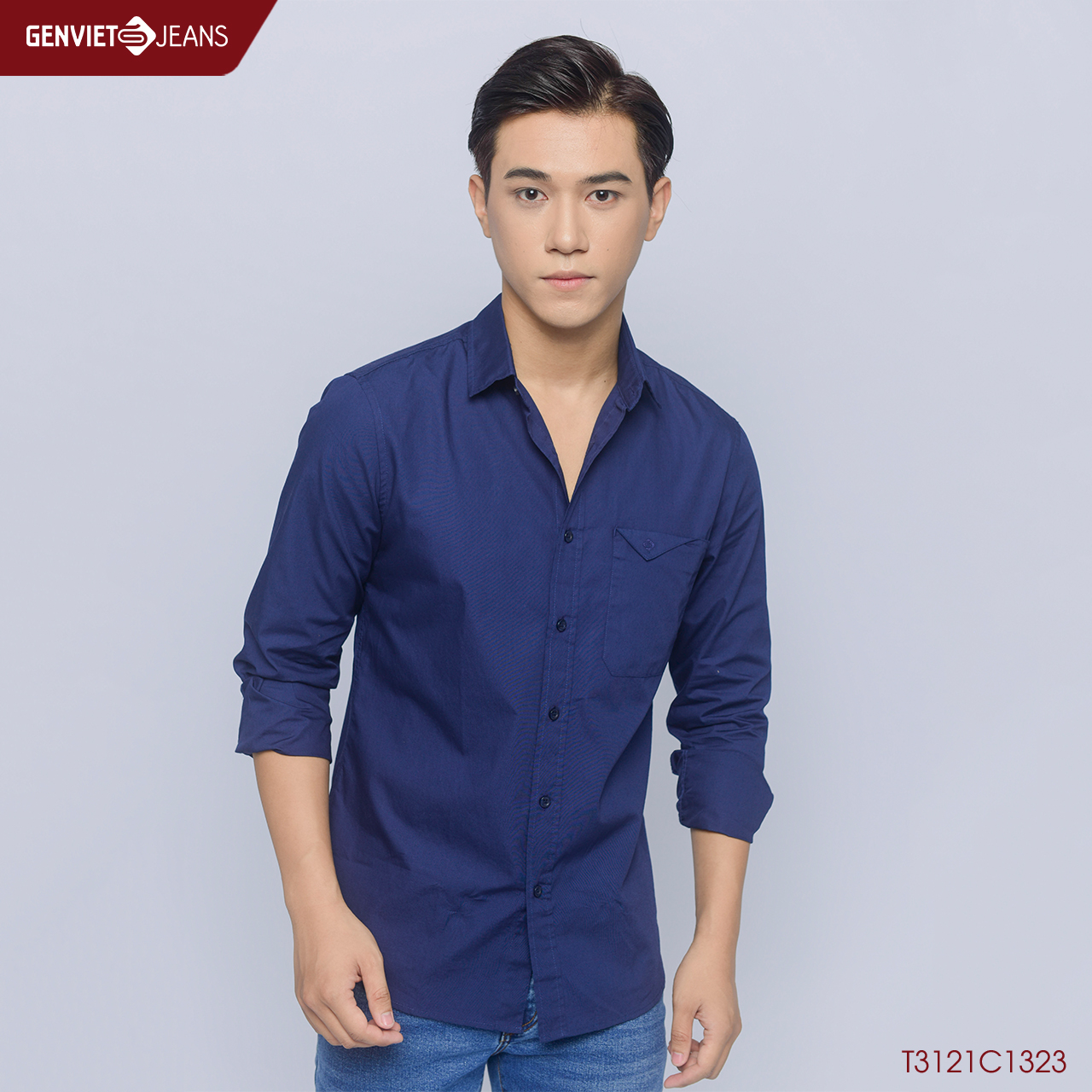 Áo sơ mi dài tay nam T3121C1323 GENVIET JEANS