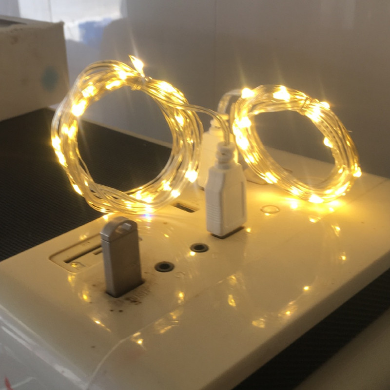 (Chọn màu) Dây Đèn Led Đom Đóm Fairy Light đầu cắm USB, Đèn Led Fairy Dây Kim Loại Mảnh Uốn Được Nhiều Hình Dáng 1m 5m 10m Nguồn USB Tiện Dụng
